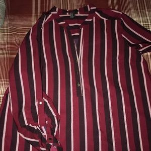 Burgundy striped blouse from F21